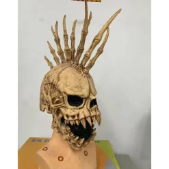 Halloween Skull Mask Scary Full Head Skeleton Headgear Creepy Biochemical Mask Realistic Halloween Cosplay Latex Horror