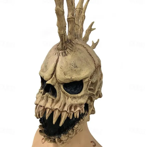 Halloween Skull Mask Scary Full Head Skeleton Headgear Creepy Biochemical Mask Realistic Halloween Cosplay Latex Horror