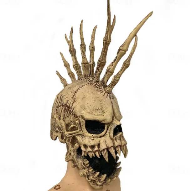 Halloween Skull Mask Scary Full Head Skeleton Headgear Creepy Biochemical Mask Realistic Halloween Cosplay Latex Horror