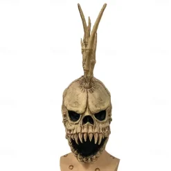 Halloween Skull Mask Scary Full Head Skeleton Headgear Creepy Biochemical Mask Realistic Halloween Cosplay Latex Horror