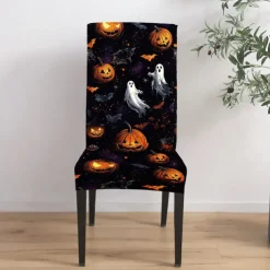 Halloween Skull Pattern Dining Chair Cover Festival Table Decor Dress-up Props For Decoration