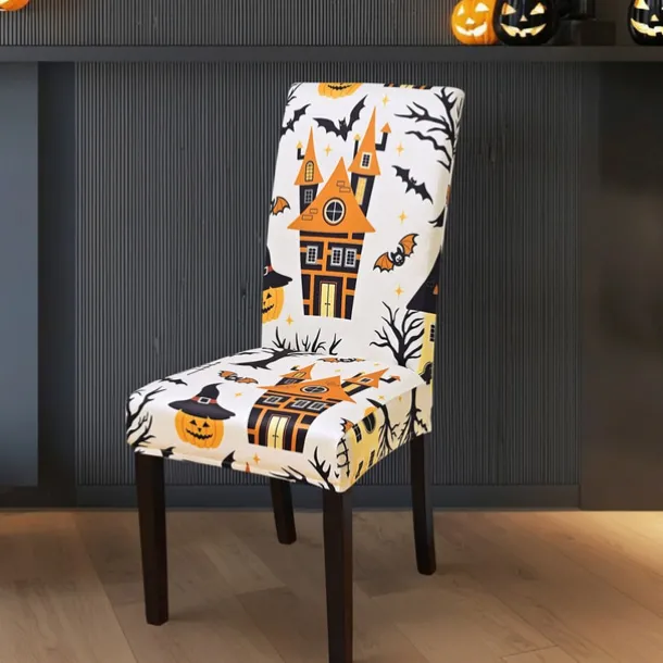Halloween Skull Pattern Dining Chair Cover Festival Table Decor Dress-up Props For Decoration