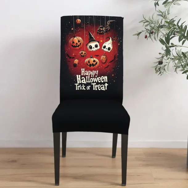 Halloween Skull Pattern Dining Chair Cover Festival Table Decor Dress-up Props For Decoration