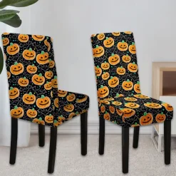 Halloween Skull Pattern Dining Chair Cover Festival Table Decor Dress-up Props For Decoration