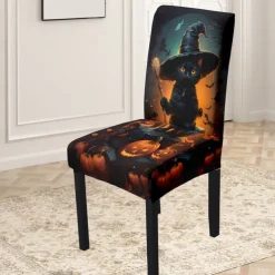 Halloween Skull Pattern Dining Chair Cover Festival Table Decor Dress-up Props For Decoration