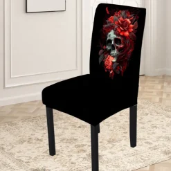 Halloween Skull Pattern Dining Chair Cover Festival Table Decor Dress-up Props For Decoration