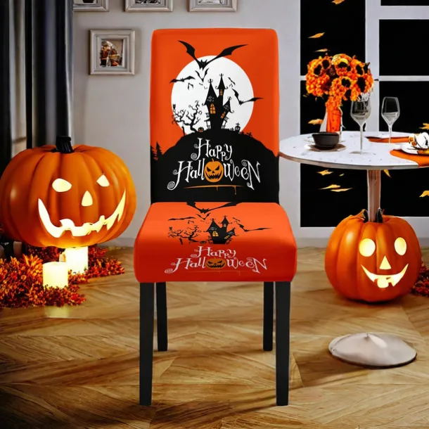 Halloween Skull Pattern Dining Chair Cover Festival Table Decor Dress-up Props For Decoration
