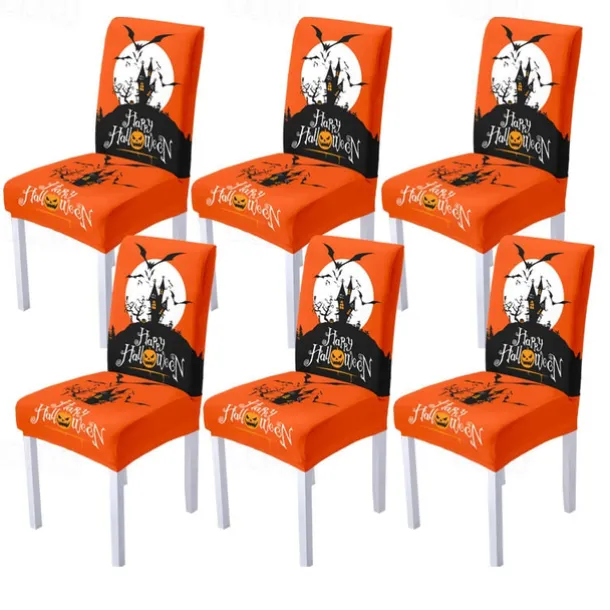 Halloween Skull Pattern Dining Chair Cover Festival Table Decor Dress-up Props For Decoration