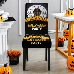 Halloween Skull Pattern Dining Chair Cover Festival Table Decor Dress-up Props For Decoration