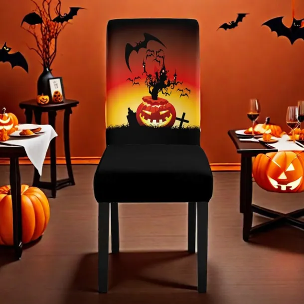 Halloween Skull Pattern Dining Chair Cover Festival Table Decor Dress-up Props For Decoration