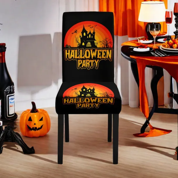 Halloween Skull Pattern Dining Chair Cover Festival Table Decor Dress-up Props For Decoration