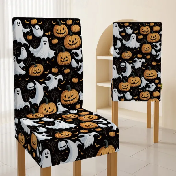 Halloween Skull Pattern Dining Chair Cover Festival Table Decor Dress-up Props For Decoration