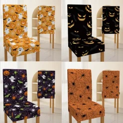 Halloween Skull Pattern Dining Chair Cover Festival Table Decor Dress-up Props For Decoration