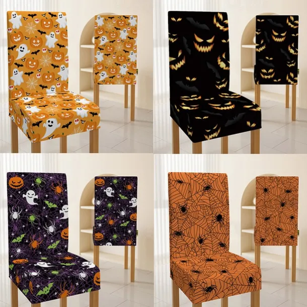 Halloween Skull Pattern Dining Chair Cover Festival Table Decor Dress-up Props For Decoration
