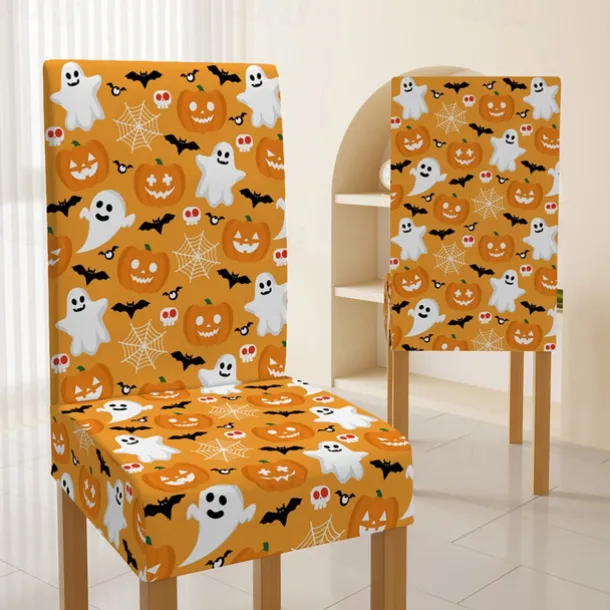 Halloween Skull Pattern Dining Chair Cover Festival Table Decor Dress-up Props For Decoration