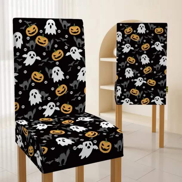 Halloween Skull Pattern Dining Chair Cover Festival Table Decor Dress-up Props For Decoration