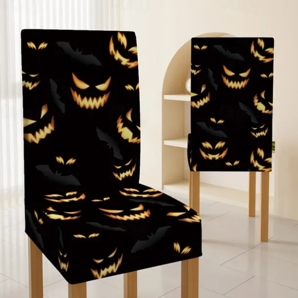 Halloween Skull Pattern Dining Chair Cover Festival Table Decor Dress-up Props For Decoration