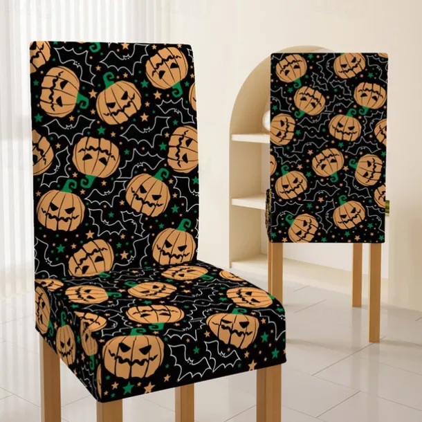 Halloween Skull Pattern Dining Chair Cover Festival Table Decor Dress-up Props For Decoration