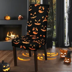 Halloween Skull Pattern Dining Chair Cover Festival Table Decor Dress-up Props For Decoration