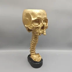 Halloween Skull Planter & Spine Stand, Resin Skull Head Flower Succulent Cactus Planter Pots,or Home Office Desk Decorations Halloween Scene Statue Sculpture Decorations