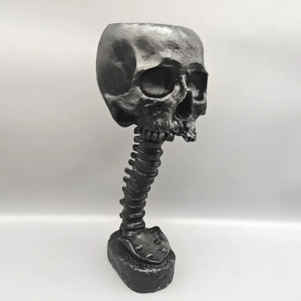 Halloween Skull Planter & Spine Stand, Resin Skull Head Flower Succulent Cactus Planter Pots,or Home Office Desk Decorations Halloween Scene Statue Sculpture Decorations