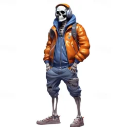 Halloween Skull Resin Figurine – Spooky Skeleton Decoration – Desktop Home Decoration, Garden Decor, and Crafts – Halloween Skeleton Resin Figurine for Home and Garden