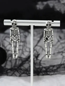 Halloween Skull Skeleton Drop Earrings - Gothic Style, Alloy Material, Spooky Jewelry for Halloween Parties and Cosplay