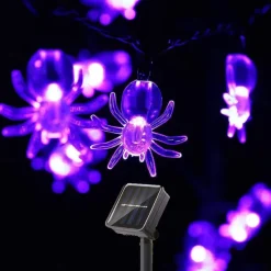 Halloween Solar String Lights Outdoor Waterproof Bat Ghost Spider Skull Hand Light 6.5m 30LEDs 8 Modes Halloween Patio Yard Garden Balcony Fence Halloween Outdoor Party Indoor Decoration