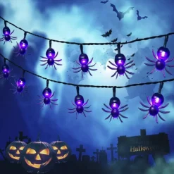 Halloween Solar String Lights Outdoor Waterproof Bat Ghost Spider Skull Hand Light 6.5m 30LEDs 8 Modes Halloween Patio Yard Garden Balcony Fence Halloween Outdoor Party Indoor Decoration