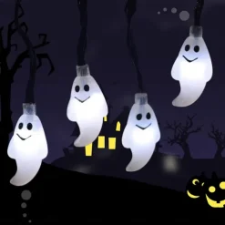 Halloween Solar String Lights Outdoor Waterproof Bat Ghost Spider Skull Hand Light 6.5m 30LEDs 8 Modes Halloween Patio Yard Garden Balcony Fence Halloween Outdoor Party Indoor Decoration