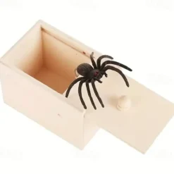 Halloween Spider Scare Prank Box Gift Spider in a Box Gag Gift, Hilarious Wooden Scare Box,Handmade Fun Joke Scarebox Toy