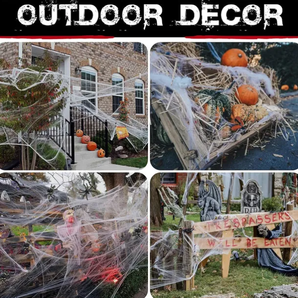 Halloween Spider Webs Decorations with Extra Fake Spiders, Super Stretchy Cobwebs for Halloween decor Indoor and Outdoor