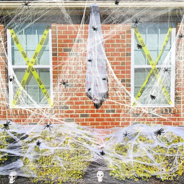 Halloween Spider Webs Decorations with Extra Fake Spiders, Super Stretchy Cobwebs for Halloween decor Indoor and Outdoor