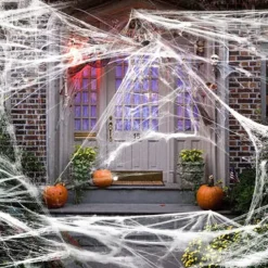 Halloween Spider Webs 2*3M with 40 Extra Fake Spiders, Super Stretchy Cobwebs for Halloween decor Indoor and Outdoor