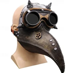 Halloween Steampunk Plague Doctor Bird Beak Mask,Long Nose Bird Beak Crow Mask,Cosplay Steam Costume Props Accessories