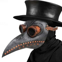 Halloween Steampunk Plague Doctor Bird Beak Mask,Long Nose Bird Beak Crow Mask,Cosplay Steam Costume Props Accessories