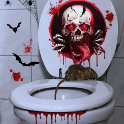 Halloween Stickers Ghost Skull Blood Splatter Bat Decor Wall Stickers for Bathroom and Toilet, Self-Adhesive Stickers