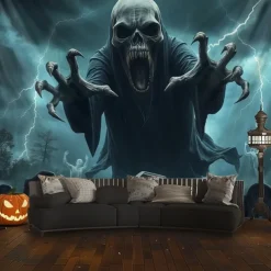Halloween Tapestry Banners Wall Hangings Skeleton Ghost Dark Punk Gothic Style Party Dorm Shooting Backgrounds Decorations Wall Door Background