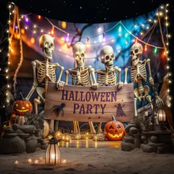 Halloween Tapestry Banners Blanket Skeleton Cemetery Dark Punk Gothic Style Party Dorm Shooting Backgrounds Decorations Wall Door Background