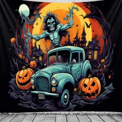 Halloween Tapestry Banners Blanket Boo Dark Punk Gothic Style Party Dorm Shooting Backgrounds Decorations Wall Door Background