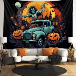 Halloween Tapestry Banners Blanket Boo Dark Punk Gothic Style Party Dorm Shooting Backgrounds Decorations Wall Door Background