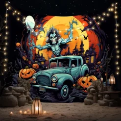 Halloween Tapestry Banners Blanket Boo Dark Punk Gothic Style Party Dorm Shooting Backgrounds Decorations Wall Door Background