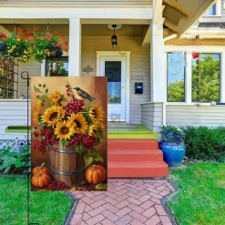 Halloween Thanksgiving Garden Flag - Double-Sided Seasonal Yard Banner for Fall Decorations - Durable and Weather-Resistant Polyester Flag for Outdoor Lawn, Porch, or Garden Decor