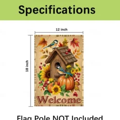 Halloween Thanksgiving Garden Flag - Double-Sided Seasonal Yard Banner for Fall Decorations - Durable and Weather-Resistant Polyester Flag for Outdoor Lawn, Porch, or Garden Decor