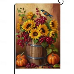 Halloween Thanksgiving Garden Flag - Double-Sided Seasonal Yard Banner for Fall Decorations - Durable and Weather-Resistant Polyester Flag for Outdoor Lawn, Porch, or Garden Decor