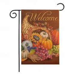 Halloween Thanksgiving Garden Flag - Double-Sided Seasonal Yard Banner for Fall Decorations - Durable and Weather-Resistant Polyester Flag for Outdoor Lawn, Porch, or Garden Decor
