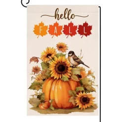 Halloween Thanksgiving Garden Flag - Double-Sided Seasonal Yard Banner for Fall Decorations - Durable and Weather-Resistant Polyester Flag for Outdoor Lawn, Porch, or Garden Decor