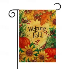 Halloween Thanksgiving Garden Flag - Double-Sided Seasonal Yard Banner for Fall Decorations - Durable and Weather-Resistant Polyester Flag for Outdoor Lawn, Porch, or Garden Decor