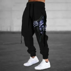 Halloween The Grim Reaper'S Hand Skull Mens Graphic Pants | Casual Sports Outdoor Black Cotton | Sweatpants Joggers Trousers Drawstring Side Pockets Elastic Waist Prints Comfort Breathable Daily Blend