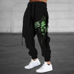 Halloween The Grim Reaper'S Hand Skull Mens Graphic Pants | Casual Sports Outdoor Black Cotton | Sweatpants Joggers Trousers Drawstring Side Pockets Elastic Waist Prints Comfort Breathable Daily Blend